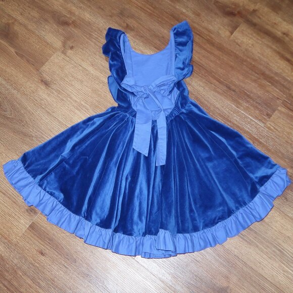 Girls Pleiades Designs Royal Blue Velvet Belle Shortie Dress Bow Back Formal 7 - Picture 5 of 6
